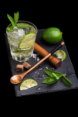 Isolated mojito with lime and mint
