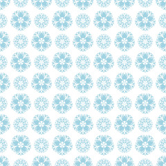 Colored flower seamless background. Blue and white ornaments