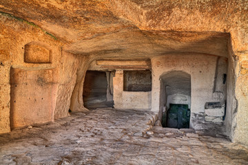 Matera, Basilicata, Italy: interior of an old cave house