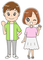 10代の男女のイラスト（全身）