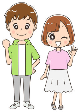 10代の男女のイラスト（全身）