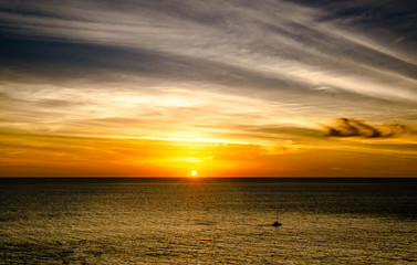 view beautiful The sun is near the horizon in Phuket, Thailand.