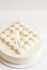 White wedding cake on white background