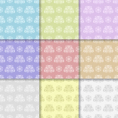Colored flower seamless background. Collection of ornaments
