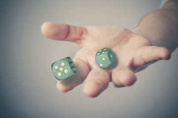Throwing dice. Gambling concept.
