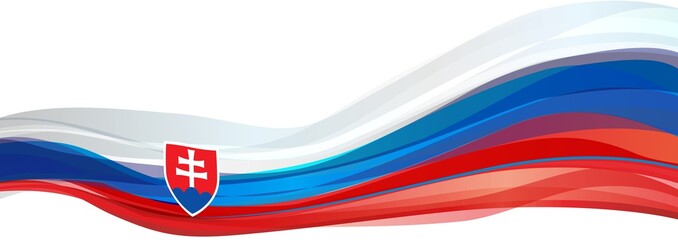 Flag of Slovakia, white blue red with the emblem of the Flag of the Slovak Republic