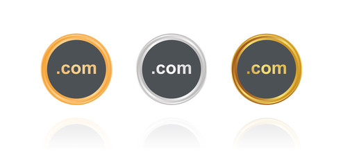 .com Internet-Domain - Bronze, Silber, Gold Buttons