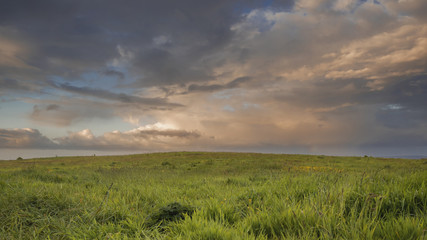 Meadow with a beautiful clouds.