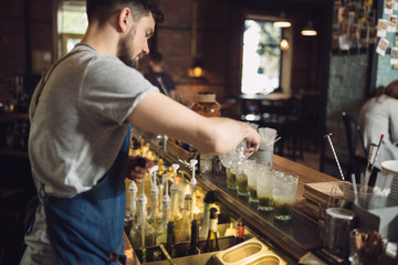 Bartender working in a bar