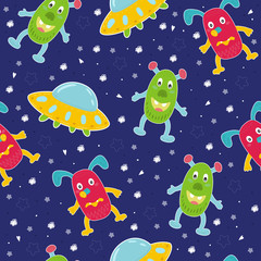 Cute monsters cartoon style. vector pattern