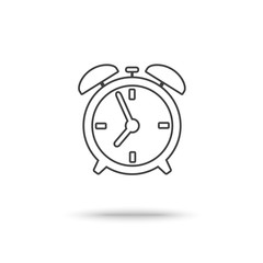 Contour gray alarm clock vector icon isolated on white background