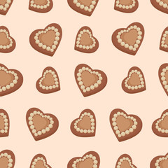 Chocolate hearts. Candies. Seamless pattern. Design for textiles, napkins, tapestries, tablecloths, wrapping paper