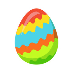 Easter Egg with Zigzag Colorful Lines Vector