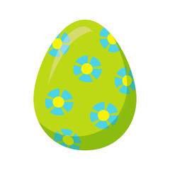 Easter Egg with Blue Flowers Isolated Vector