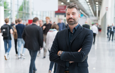 businessman at a trade fair