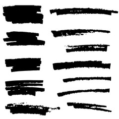 Set of black paint, ink brush strokes, brushes, lines. Black artistic design elements. Vector brush strokes isolated on white background