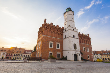 Fototapeta na wymiar SANDOMIERZ, POLAND - APRIL 04: Old town hall in Sandomierz