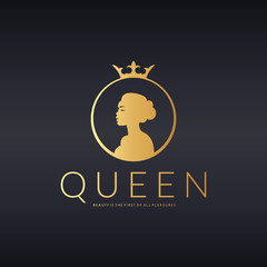 Queen logo. Beauty logotype 