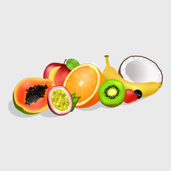 Sliced Exotic Fruits Vector Illustrations Set