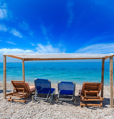 Summer morning beach.