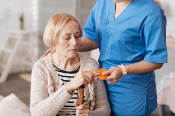 Tender fragile lady in need of medical treatment