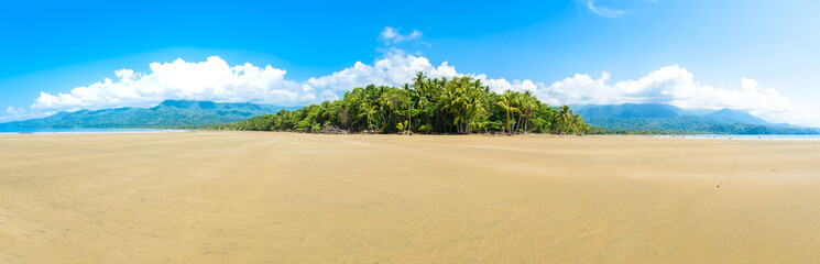 Panorama of Marino Ballena National Park in Uvita - Punta Uvita - Beautiful beaches and tropical forest at pacific coast of Costa Rica