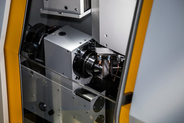 CNC turning center close up metal processing machine
