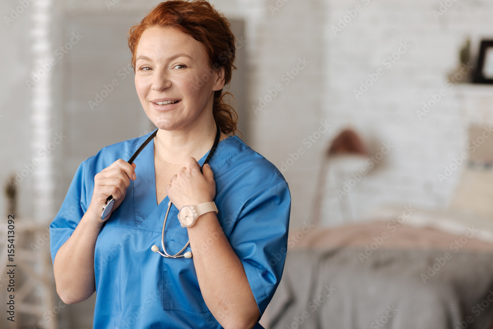 Wall mural portrait of amazing experienced distinguished nurse