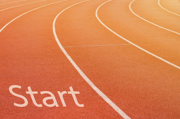 start in running track with text start