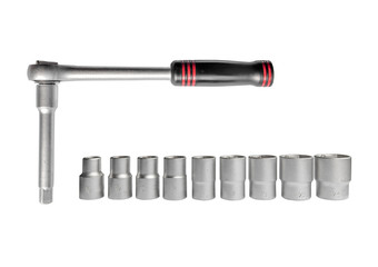 Wrench tool with socket head screws of various sizes in the box