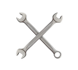 X made of mechanic silver metal tool wrench for repair isolated on white