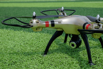 Drone on the soccer field close-up