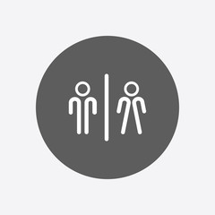 WC sign icon.  Male and Female toilet. Flat design. 