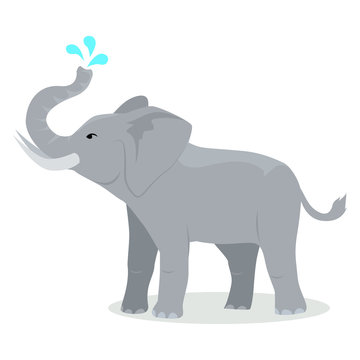 Elephant Cartoon Icon in Flat Design