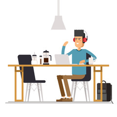 vector image of two girls at the cafe