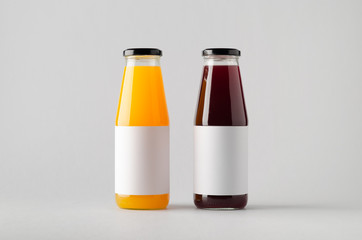 Juice Bottle Mock-Up - Two Bottles. Blank Label