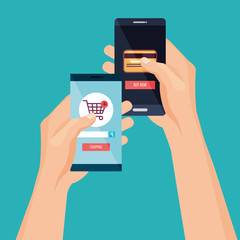 smartphone with ecommerce application vector illustration design