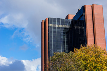 Dark windows on skyscraper