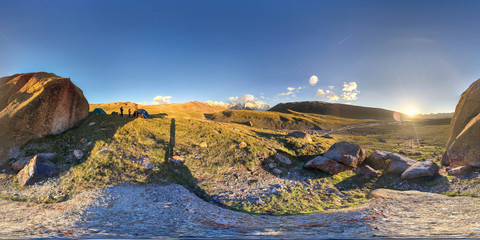 360 panorama In the mountains of Kyrgyzstan
