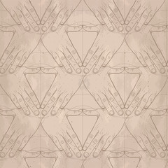 Obraz premium Graphic hands in the shape of triangle