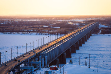 Bridge over Amur river in Khabarovsk