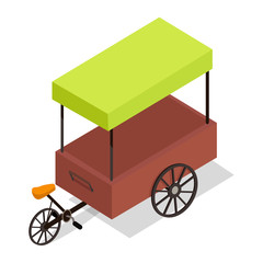 Pedal-powered Street Cart Store Isometric Vector