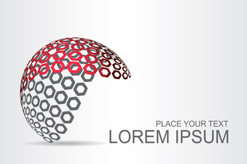 Logo stylized spherical surface with abstract shapes