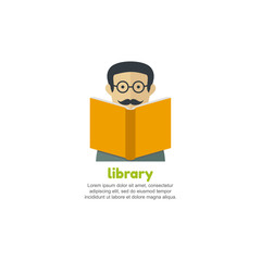 Man reading a book. Library logo.