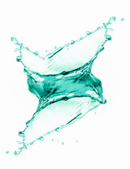 green water splash isolated on white background