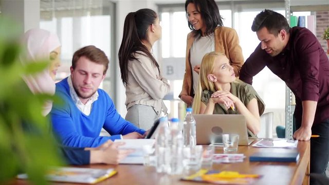 Multi ethnic group during business encounter