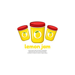 Template logo for lemon jam. Bank of delicious jam