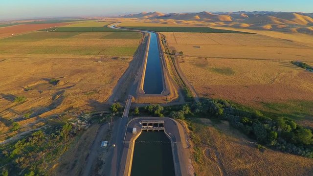 California Aqueduct Irrigation Aerial Canal Farmland Flyover