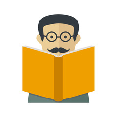 Vector illustration of man reading a book.