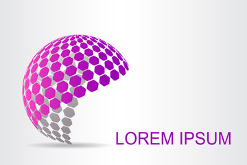 Logo stylized spherical surface with abstract shapes